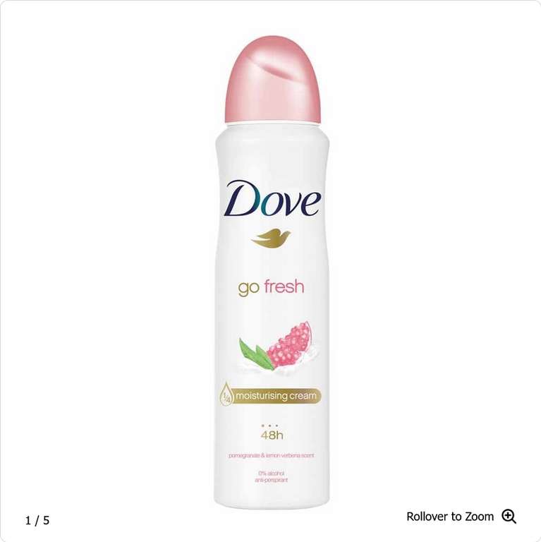 Dove Original / Go Fresh Pomegranate / Passion Fruit & Lemongrass/ Invisible Dry Deodorant Spray 150ml £0.85 + Free Click & Collect @ Wilko