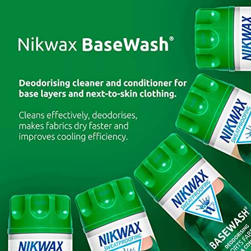 Nikwax BASEWASH 1L + SANDAL & SPORTS SHOE WASH, High Performance Deodorising Sports Fabric Cleaner & Conditioner - Sold by Nikwax Ltd