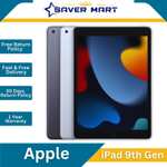 Brand New Apple iPad 9th Generation iOS 2021 10.2" - 64GB Wi-Fi - Silver & Grey - Sold By SaverMart