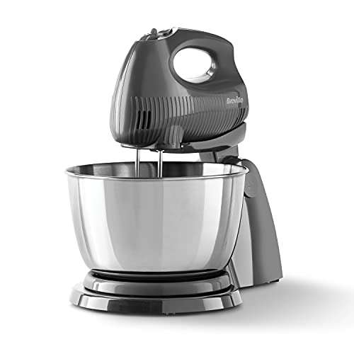 Breville Flow Electric Hand and Stand Mixer, 3.5L Stainless Steel Rotating Bowl with Beaters & Dough Hooks - Grey 250W [VFM035] £29 @ Amazon