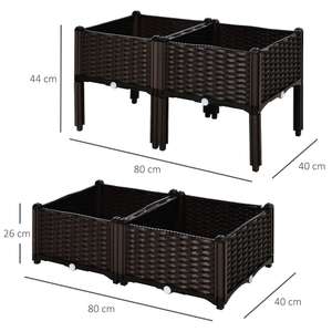 Outsunny Set of 4 26L Garden Raised Bed Elevated Patio Flower Plant Planter Box, Brown old & supplied by MHSTAR