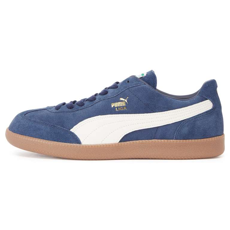 PUMA Liga Suede Low Trainers Sports Shoes - Yellow Sizzle/ Whisper White with code @ Puma