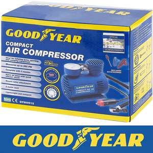 Goodyear Car Tyre Air Compressor Pump Bike Cycle Compact 3m Cord 12V Inflator With Code - Sold By Think Price