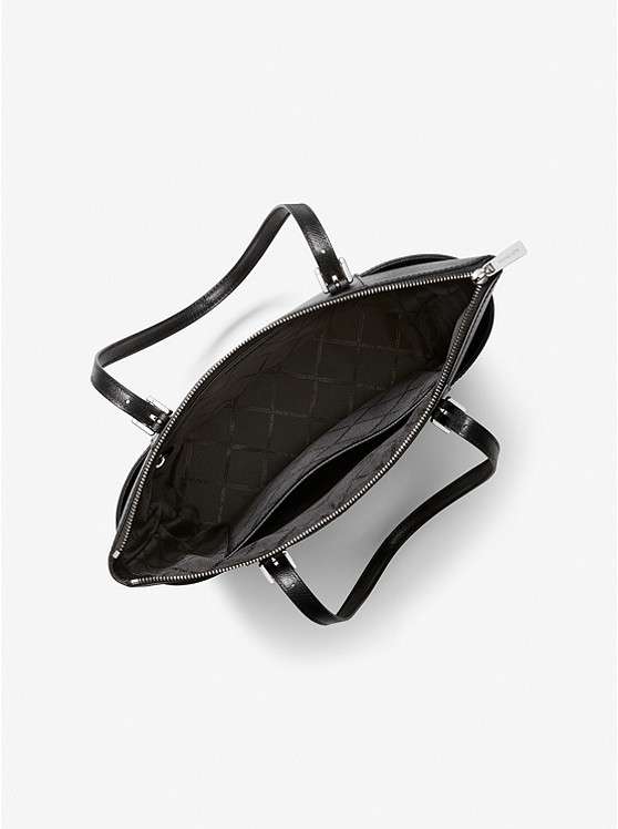 Michael Michael Kors Jet Set Saffiano Leather Top-Zip Tote Bag (Black)