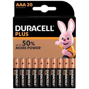 Duracell Plus Power AAA Batteries - 20 Pack - £7 Free Click & Collect / £4.95 Delivery @ Robert Dyas