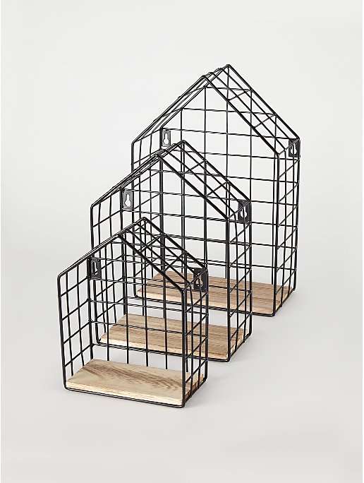 Black House Shaped Wire Shelves Set of 3 - £3.50 with click & collect @ George (Asda)