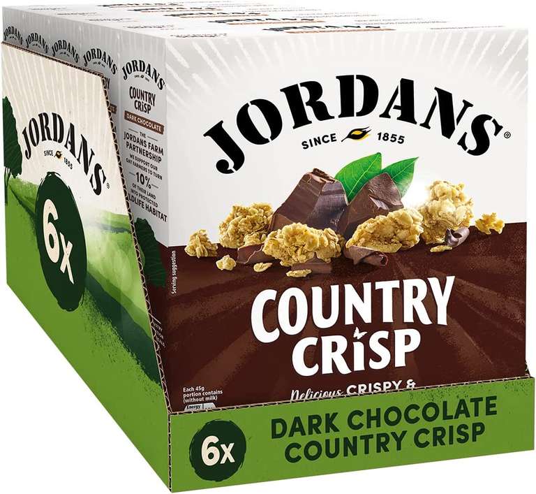 Jordans Country Crisp Dark Chocolate | Breakfast Cereal 6 PACKS of 500g - £11.94 (Plus 15% voucher+ 15% S&S) = £.8.36@Amazon
