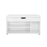 VASAGLE 3 Compartments Padded Shoe Bench White/Brown w.code