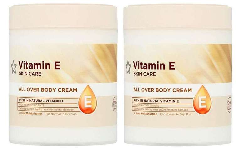 Vitamin E All Over Body Cream (3 Options/Variations) 475ml/465ml - 2 TUBS FOR £5.23 + Free Click & Collect @ Superdrug