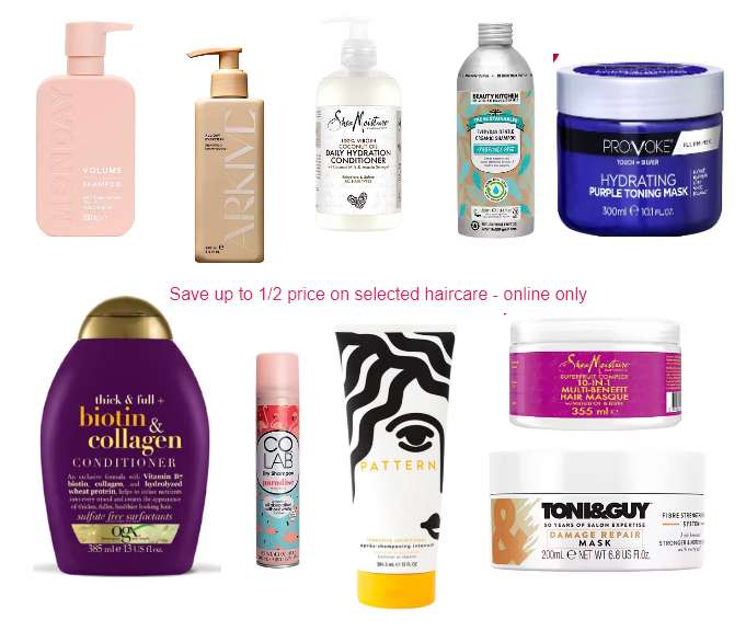 Save up to 50% on selected skincare and hair Brands include, ARKIVE, Pattern, Tresemme, Monday and More £1.50 Click and Collect @ Boots