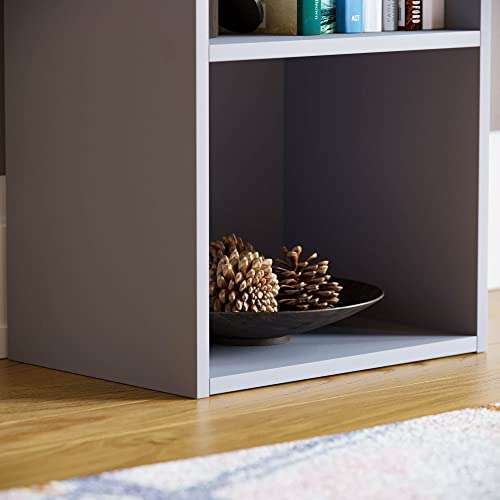 Vida Designs Oxford 5 Tier Cube Bookcase, Grey Wooden Shelving Display Storage Unit Office Living Room Furniture