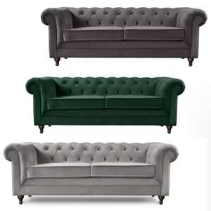 Habitat Chesterfield Velvet 3 Seater Sofa - 3 Colours to Choose From - Using Code
