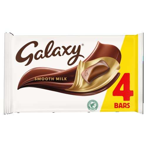 Galaxy Milk Chocolate Bars, Sharing Pack of 4 - 50p (Min Spend Applies / Free Delivery over £40) @ Amazon Fresh