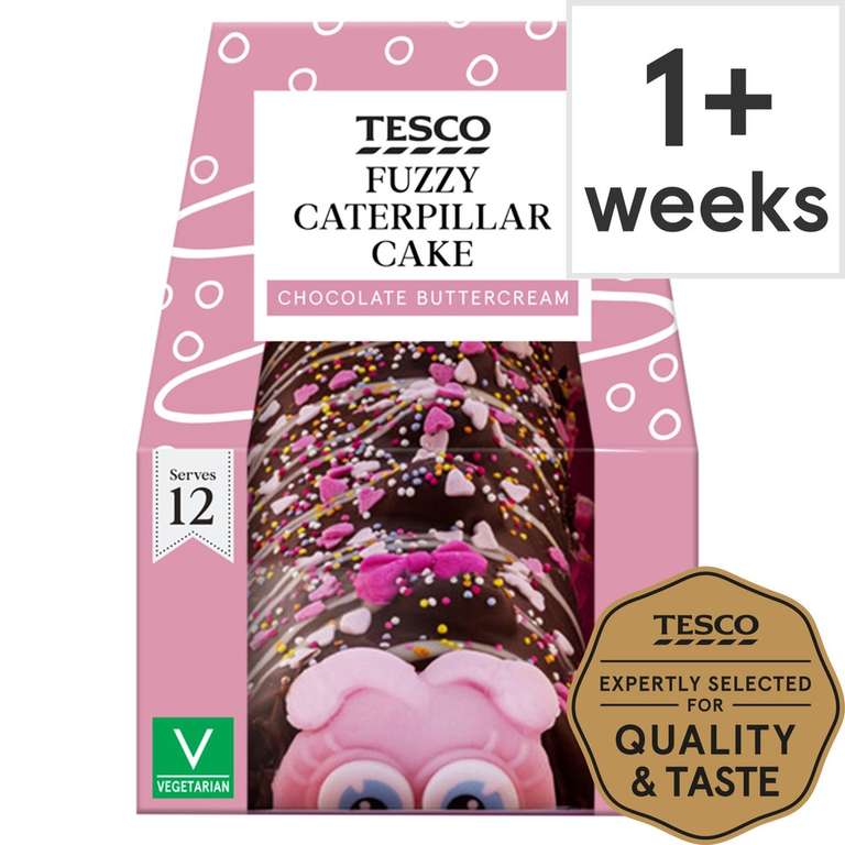 Tesco Fuzzy Caterpillar Cake with clubcard prices