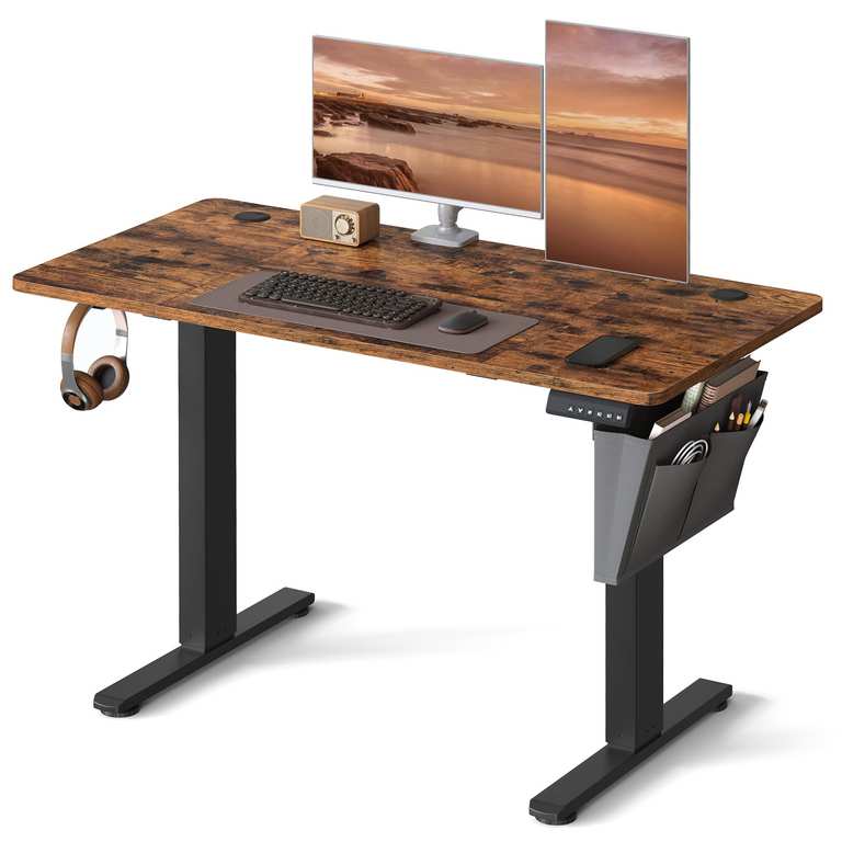 VASAGLE Electric Standing Desk, Height Adjustable Desk, 60 x 120 x (72-120) cm, 4 Memory Heights, Storage Pocket - w/Voucher
