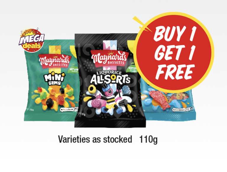 BOGOF Maynards Mini Gems, Liquorice Allsorts, Fizzy Fish 110g