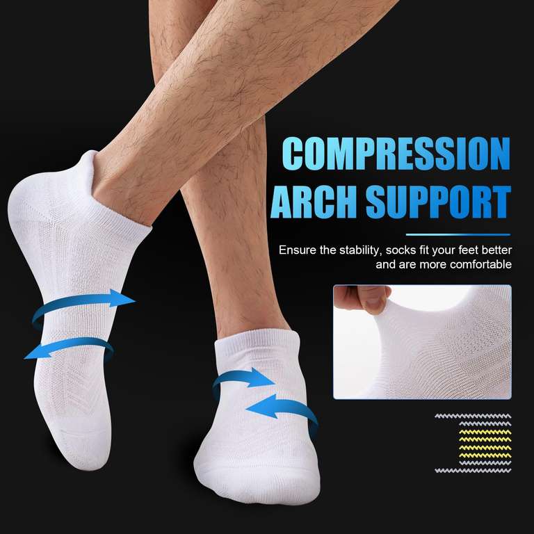 Niofind 6 Pairs Trainer Socks with Compression Arch Support, Cotton, White 5-8/9-11 With Voucher & Code Sold By Niofind Store FBA