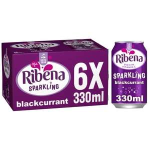 Ribena Sparkling Juice Drink, 6 x 330ml cans £2 (Subscribe and save £1.80) Minimum order qty 3 - £6 @ Amazon