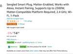 Sengled Smart Plug, Matter-Enabled, Works with Alexa, Instant Pairing, Supports Up to 2300W - 99p Selected Accounts