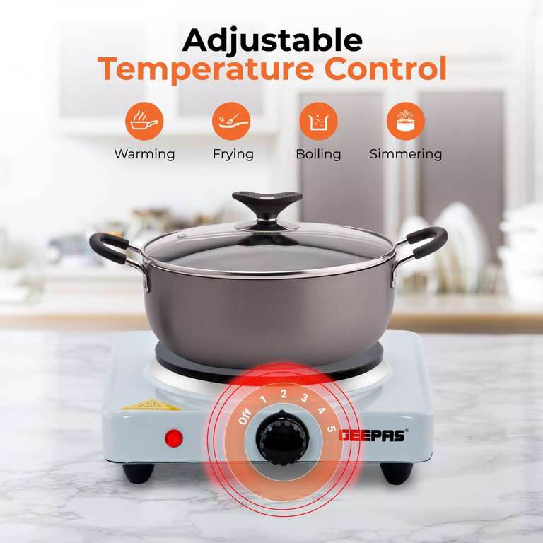 Universal Single Electric Cast Iron Hot Plate Cooker - 2 Year Warranty - £13.49 Delivered With Code Stack @ Geepas