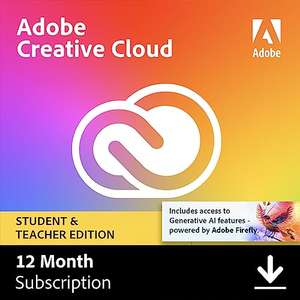 Adobe Creative Cloud All Apps | Student & Teacher | 1 Year | PC/Mac | Download - Sold by Amazon Media EU