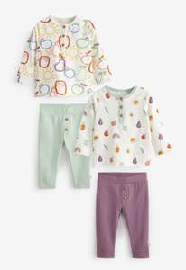 Next Green Fruit Print Baby 4 Piece T-Shirts And Leggings Set (0mths-2yrs) £7 free click and collect at Next