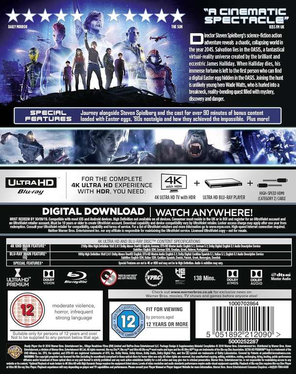 Ready Player One - 4K Ultra HD + Blu-ray - Discount Applied at Checkout