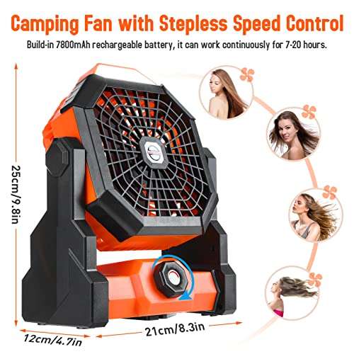 zerotop Rechargeable Camping Fan for Tents with LED lantern and Hook with voucher - Sold by LIQIONG LIMITEDJJNHN