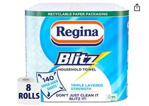 Regina Blitz Household Towel, 8 Rolls £10 / £9 S&S + £4.49 NP @ Amazon