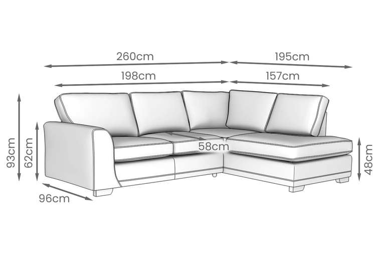 DFS Orka LHF or RHF Arm Open End Corner Sofa
