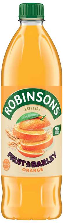 2 x Robinsons 1 Litre Fruit & Barley Squash - Orange / Apple & Pear / Peach / Pink Grapefruit - At Checkout (£1.82 / £1.57 S&S & Voucher)
