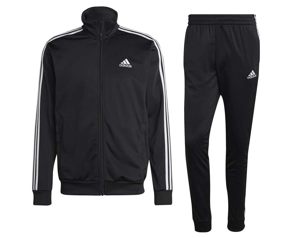 adidas Men's Basic 3-stripes Tricot Tracksuit in black, Various Sizes ...
