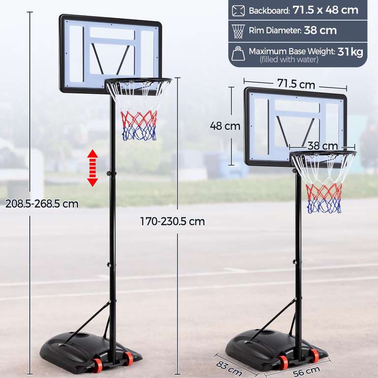 Yaheetech Outdoor Adjustable Basketball Stand W/Vouchers - Sold by Yaheetech UK