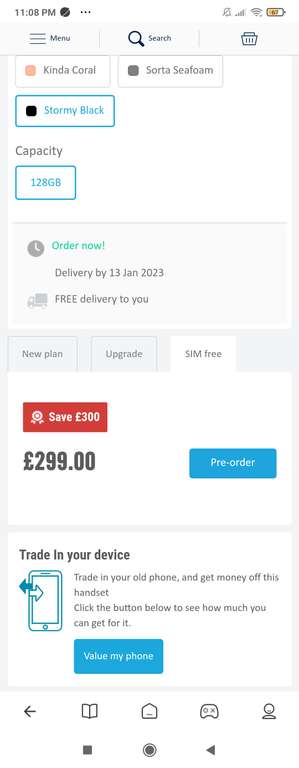 Google Pixel 6 stromy black - SIM Free - pre-order - £299 @ Carphone Warehouse