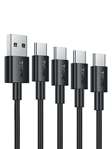 TOPK USB C Charger Cable, [4Pack 1M 1M 2M 2M] 3A Fast Charger USB A to Type C - £4.49 With Voucher @ TOPKDirect / Amazon