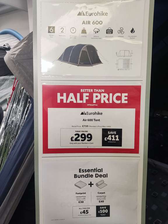 Eurohike Air 600 - 6 man inflatable tent £299 - in store Go Outdoors