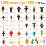 1240PCS Car Bumper Retainer Clips Plastic Rivets Fasteners Tailgate Handle Rod Clip Door Trim + 5 x Fasterner Removal Tools by Uolor UK FBA