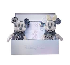 Plush Disney Mickey Mouse & Minnie Mouse - ltd 100th anniversary Disney collectors edition with gift box, certificate - each 33cm high