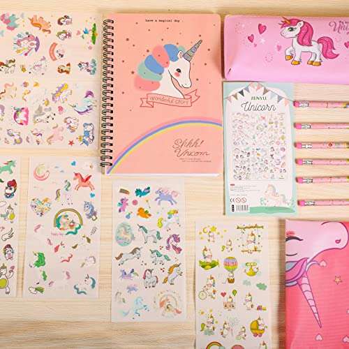 Unicorn Gifts for Girls Stationery, Include Drawstring Bag, Pencil Case, Unicorn Pens and Stickers (pink or purple) sold by wangpeipeiuk/FBA