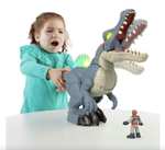 Imaginext Jurassic World Dinosaur Toy, Ultra Snap Spinosaurus with Lights Sounds and Chomping Action plus Figure for Preschool