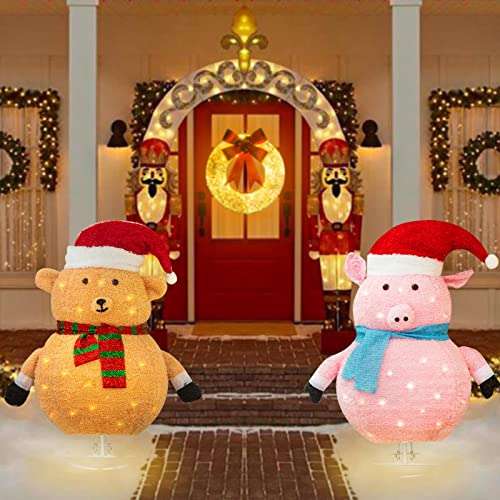 Eambrite Bear & Pig Outdoor Christmas Decorations Lights Collapsible Set of 2 - £17.39 - Sold by Dilatto International / FBA @ Amazon