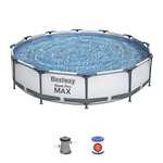 Bestway Steel Pro Round Frame Swimming Pool with Filter Pump, Grey, 12 ft sold by Sold by Spreetail FBA