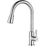 Ibergrif M22137 Kitchen Sink Taps Mixer with Pull Out Spray, High Arc with Dual Spray Mode, Single Handle Lever, Stainless Steel