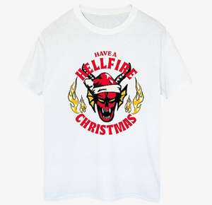 Men's NW2 Netflix Stranger Things Hellfire Christmas White T-Shirt + free C&C all sizes available