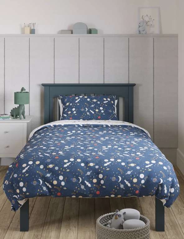 M&S Collection Non-Iron Reversible Glow in the Dark Space Bedding Set (Single £9 / Double £11) (Free Click & Collect) @ Marks & Spencer