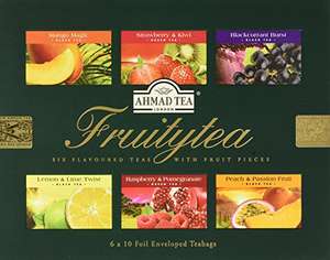 Ahmad Tea Fruit Tea Selection Pack | Fruity Black teas, Fruity Green teas 60 Tea Bags - 6 Flavours - £6.47 S&S Price Cheaper Still with 15%