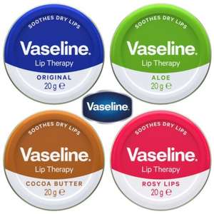 Vaseline Lip Therapy Original / Aloe Vera / Cocoa Butter / Rosy Lip Balm 20g Tin - 89p each @ Asda