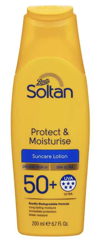 Soltan Protect & Moisturise Lotion SPF50+ 200ml - £3.50 (with advantage card) @ Boots