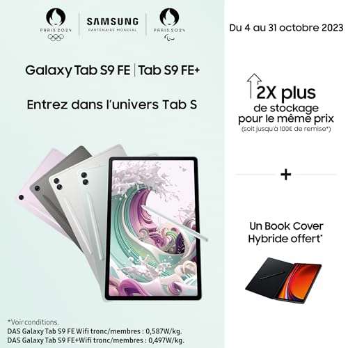 Samsung Galaxy Tab S9 FE Tablet, 10.9'' Wifi 256GB, S Pen included - With Promotional Code (Amazon France Prime Members)