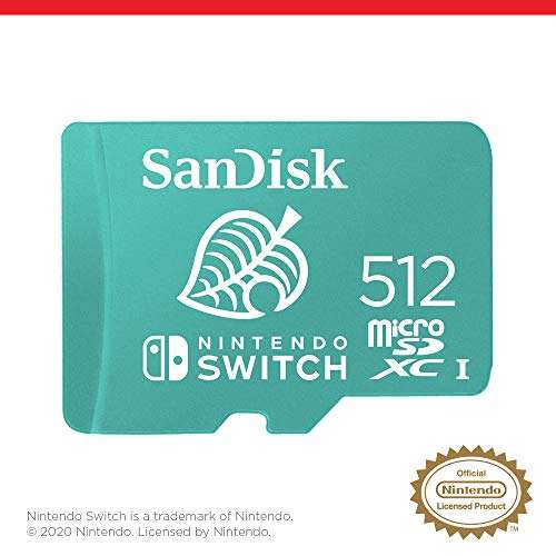 SanDisk 512GB microSDXC card for Nintendo Switch consoles up to 100 MB/s UHS-I Class 10 U3 £41.23 at Amazon